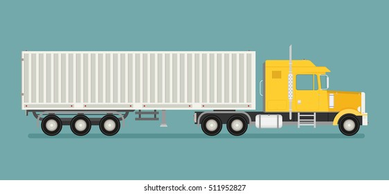 Big semi truck. Vector flat trendy illustration.