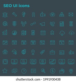 Big SEO icon set, trendy flat icons