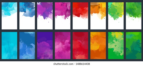 big series of glowing vector colorful watercolor scene beneficial for any project where a platter of color makes the difference template for poster insert or advertising colour color water white star