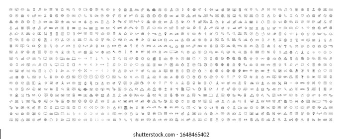 Big Set Of 1000 Thin Line Web Icon. Business, Finance, Shopping, Logistics, Medical, Health, People, Teamwork, Contact Us, Arrows, Electronics, Social Media, Education, Management. Vector Collection.