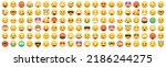 Big set of 120 emoticon smile icons. Cartoon emoji set. Vector emoticon set