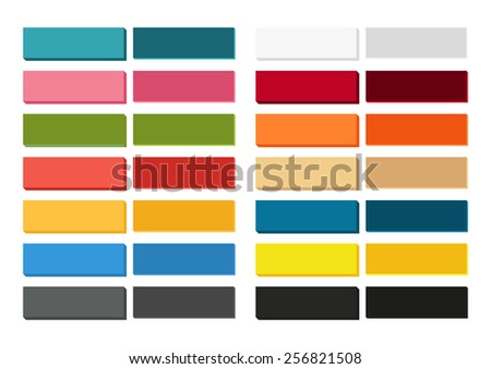 Big set of 14 isolated buttons in two positions - normal and pushed (on click)