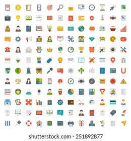 Big set 144 Flat design icons,Digital Marketing, Social Media, Financial, Learning, Business and other Vector symbols for website and promotion banners. 