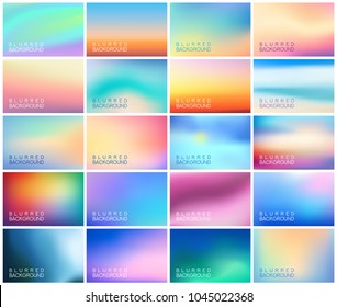 BIG set of 20 horizontal wide blurred backgrounds. With various quotes. Sunset and sunrise sea blurred backgrounds set