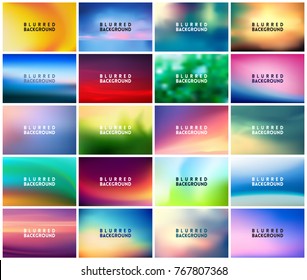 BIG set of 20 horizontal wide blurred nature backgrounds. With various quotes. Sunset and sunrise sea blurred background. Seasonal backgrounds - summer, spring, autumn and winter.