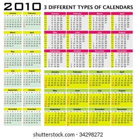 Big set of 2010 calendars. Different types (Starts Sunday)With space for your text. To see similar,  please VISIT MY PORTFOLIO