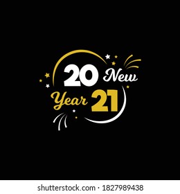 Big Set of 2021 Happy New Year logo text design. 2021 number design template. Collection of 2021 happy new year symbols. Vector illustration with black labels isolated on white background.