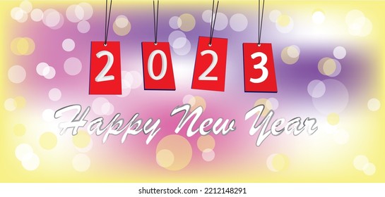 Big Set of 2023 Happy New Year logo text design. 2023 number design template. Collection of 2023 Happy New Year symbols. Vector illustration with black labels isolated on white background.