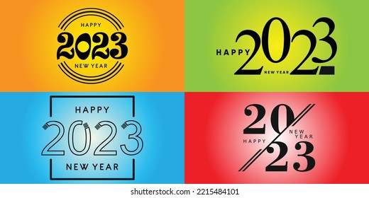 Big Set of 2023 Happy New Year logo . 2023 number design template. Collection of 2023 Happy New Year symbols. Vector illustration on color background.