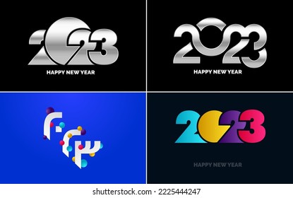 Big set 2023 Happy New Year black logo text design. 20 23 number design template. Collection of symbols of 2023 Happy New Year