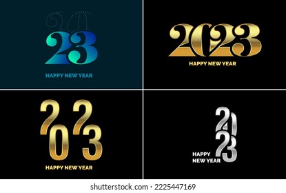 Big Set of 2023 Happy New Year logo text design. 2023 number design template. Collection of 2023 Happy New Year symbols