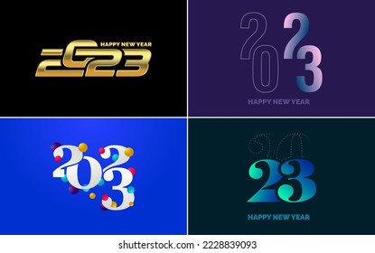 Big set 2023 Happy New Year black logo text design. 20 23 number design template. Collection of symbols of 2023 Happy New Year