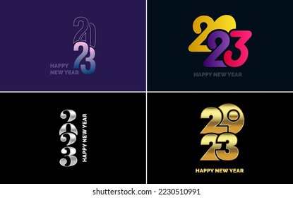 Big set 2023 Happy New Year black logo text design. 20 23 number design template. Collection of symbols of 2023 Happy New Year
