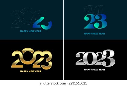 Big set 2023 Happy New Year black logo text design. 20 23 number design template. Collection of symbols of 2023 Happy New Year