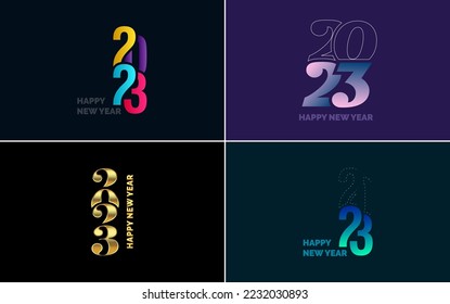 Big set 2023 Happy New Year black logo text design. 20 23 number design template. Collection of symbols of 2023 Happy New Year