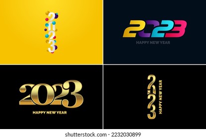 Big Set of 2023 Happy New Year logo text design. 2023 number design template. Collection of 2023 Happy New Year symbols