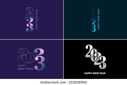 Big set 2023 Happy New Year black logo text design. 20 23 number design template. Collection of symbols of 2023 Happy New Year