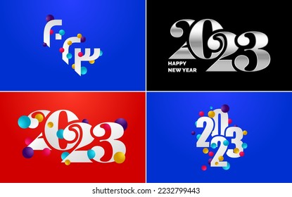 Big Set of 2023 Happy New Year logo text design. 2023 number design template. Collection of 2023 Happy New Year symbols