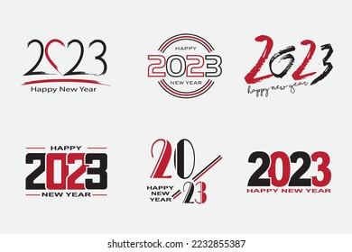 Big Set of 2023 Happy New Year logo text design. Cover of business diary for 2023 with wishes.