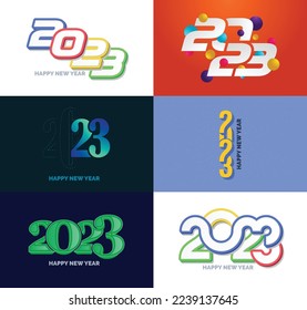 Big Set of 2023 Happy New Year logo text design 2023 number design template