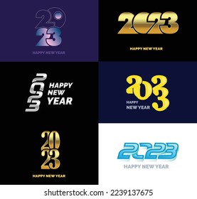 Big Set of 2023 Happy New Year logo text design 2023 number design template