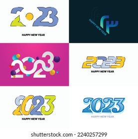 Gran juego de 2023 Modelo de diseño de texto del logo de Año Nuevo Feliz 2023