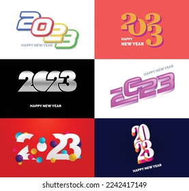 Big Set of 2023 Happy New Year logo text design 2023 number design template