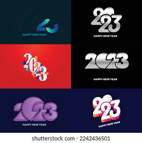 Big Set of 2023 Happy New Year logo text design 2023 number design template