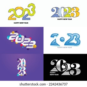 Big Set of 2023 Happy New Year logo text design 2023 number design template