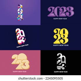 Big Set of 2023 Happy New Year logo text design 2023 number design template