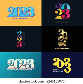 Big Set of 2023 Happy New Year logo text design 2023 number design template