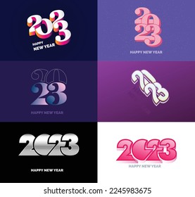 Big Set of 2023 Happy New Year logo text design 2023 number design template