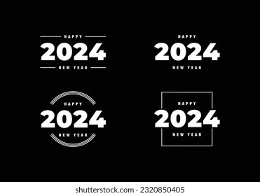 Big Set of 2024 Happy New Year Logo Vector Template Design 2024 New Year Eve Celebration 