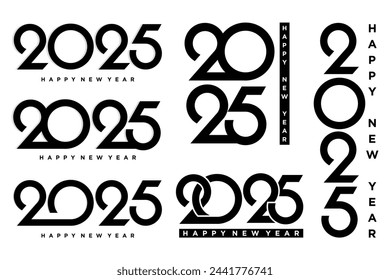 Big Set of 2024 Happy New Year logo text design. 2025 number design template. Vector illustration