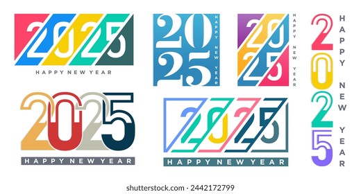 Big Set of 2024 Happy New Year logo text design. 2025 number design template. Vector illustration