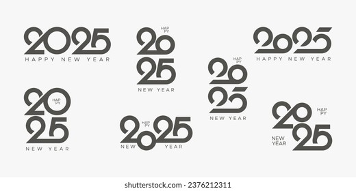 Big set of 2025 new year logo text design. Collection of 2025 new year symbol for calendar, flyer and banner