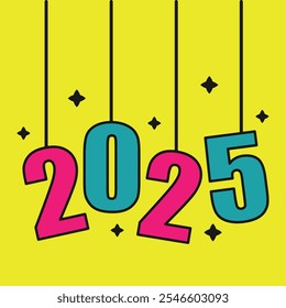 Grande conjunto de 2025 modelo de design de número. Projeto de texto do logotipo do Ano Novo de 2025. Coleção de 2025 Feliz Ano Novo. Ilustração vetorial.
