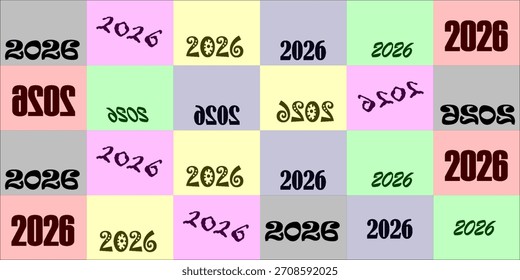Big Set of 2026 number design template. 2026 New Year logo text design. Collection of 2026 Happy New Year. Vector illustration.
