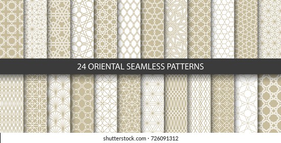 Big set of 24 vector ornamental seamless patterns. Collection of geometric patterns in the oriental style. Patterns added to the swatch panel. - Shutterstock ID 726091312
