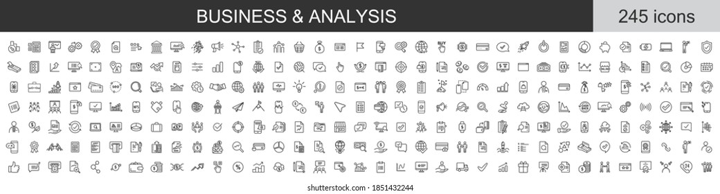Big set of 245 Business and Analysis icons. Thin line icons collection. Vector illustration - Shutterstock ID 1851432244