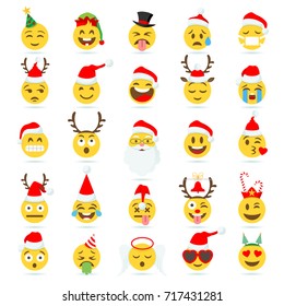 Big Set of 25 high quality vector cartoonish emoticons with Christmas Theme. 