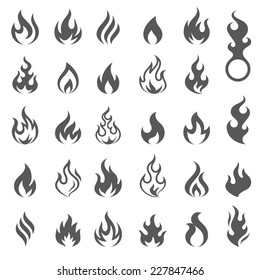Big set of 29 flame and fire vector icons. Vector file is fully layered