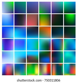 BIG set of 36 square blurred nature purple pink backgrounds. With various quotes. Sunset and sunrise sea sky blurred blue background