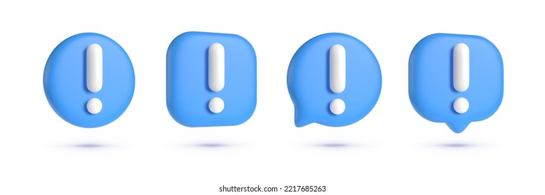 Big set of 3d Realistic exclamation mark vector illustration. Attention signs set. Concept graphic design element. Vector illustration design
