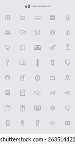 big set of 40 modern linear icons on business usage