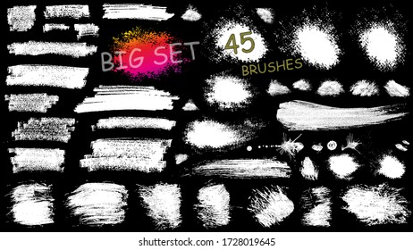 Big set of 45 vector EPS10 brush stroke stains. Collection of hand drawn brushes, high quality trace