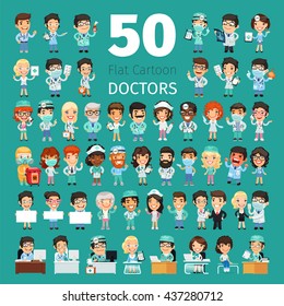 Big set of 50 doctors and other hospital workers. Clipping paths included.