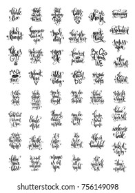 big set of 50 hand lettering inscription, motivation and inspiration positive quotes, calligraphy vector illustration collection