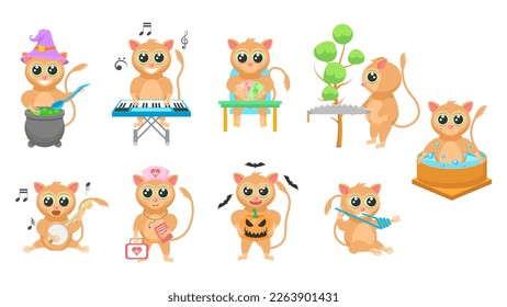 BIg Set Abstract Collection Flat Cartoon Different Animal Tarsiers Vector Elements Fauna Wildlife