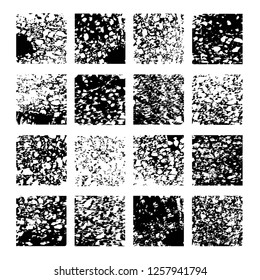 Big set of abstract ink textured imprint thick paint isolated on white background